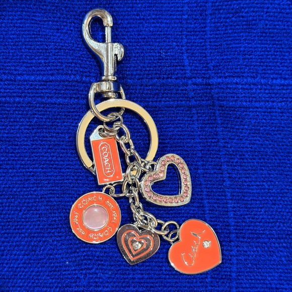 Orange and Gold Heart Charm Keychain. Charm says “Coach” - Picture 3 of 7